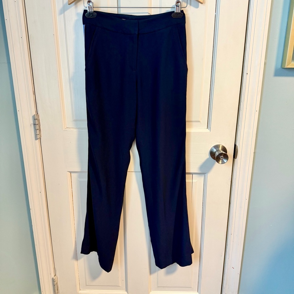 La Ligne Le Tuxedo Pant with Rainbow Stripe 0 Navy Blue Flare Sporty Pride - Picture 7 of 11
